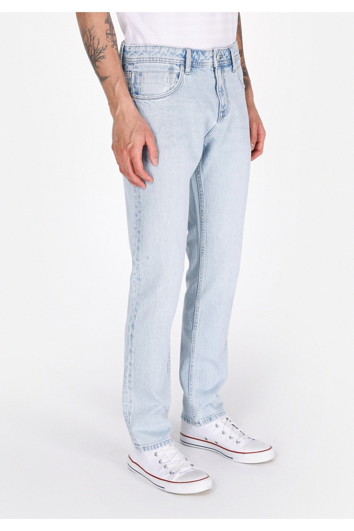 Colin's Straight Fit Düşük Bel Düz Paça Erkek Bleach İndigo Denim Jean Fermuarlı Pantolon görsel 4