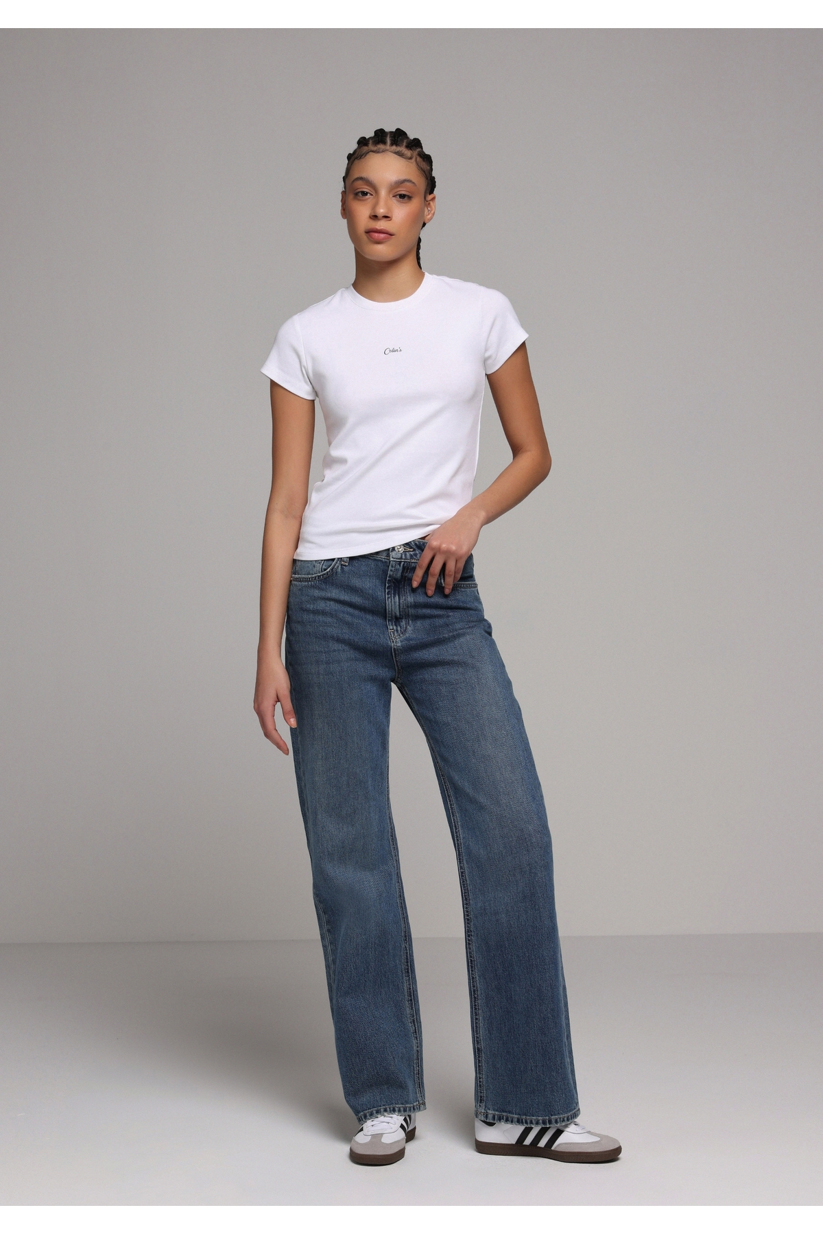 Colin’s  Slim Fit Yuvarlak Yaka Baskılı Kadın Beyaz Kısa Kol Tişört - Görsel 3