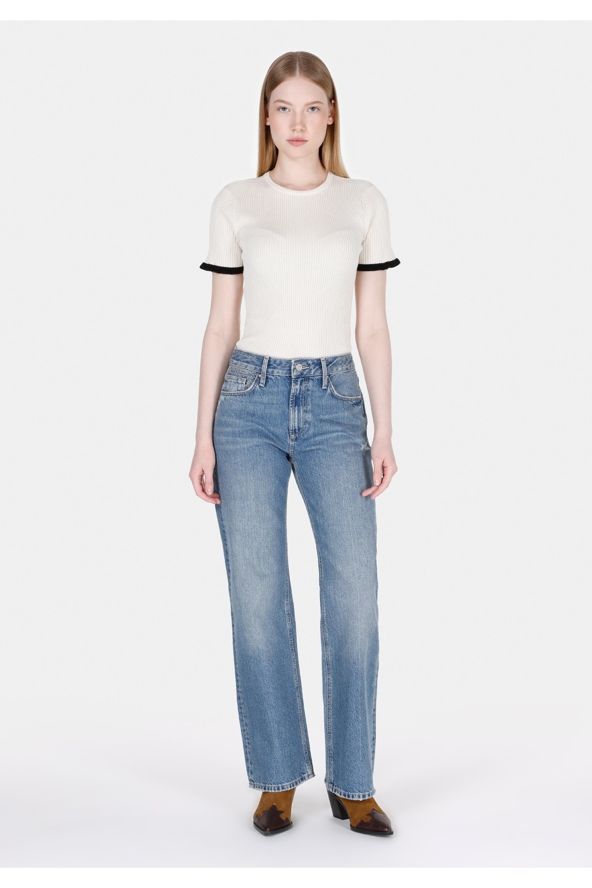 880 Elısa Straight Fit Kadın Koyu Mavi Jean Pantolon