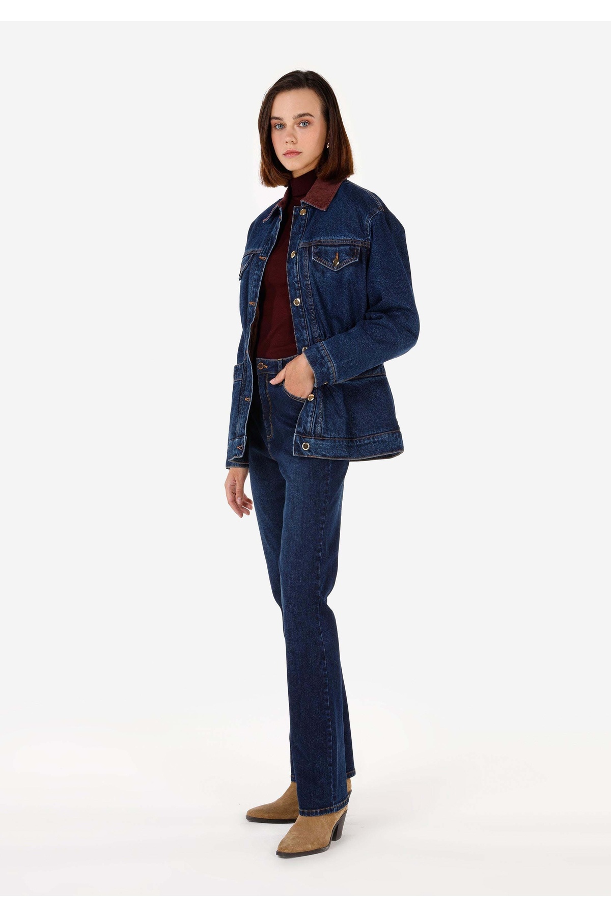 Colin's Slim Fit Kadın Koyu Mavi Ceket görsel 3