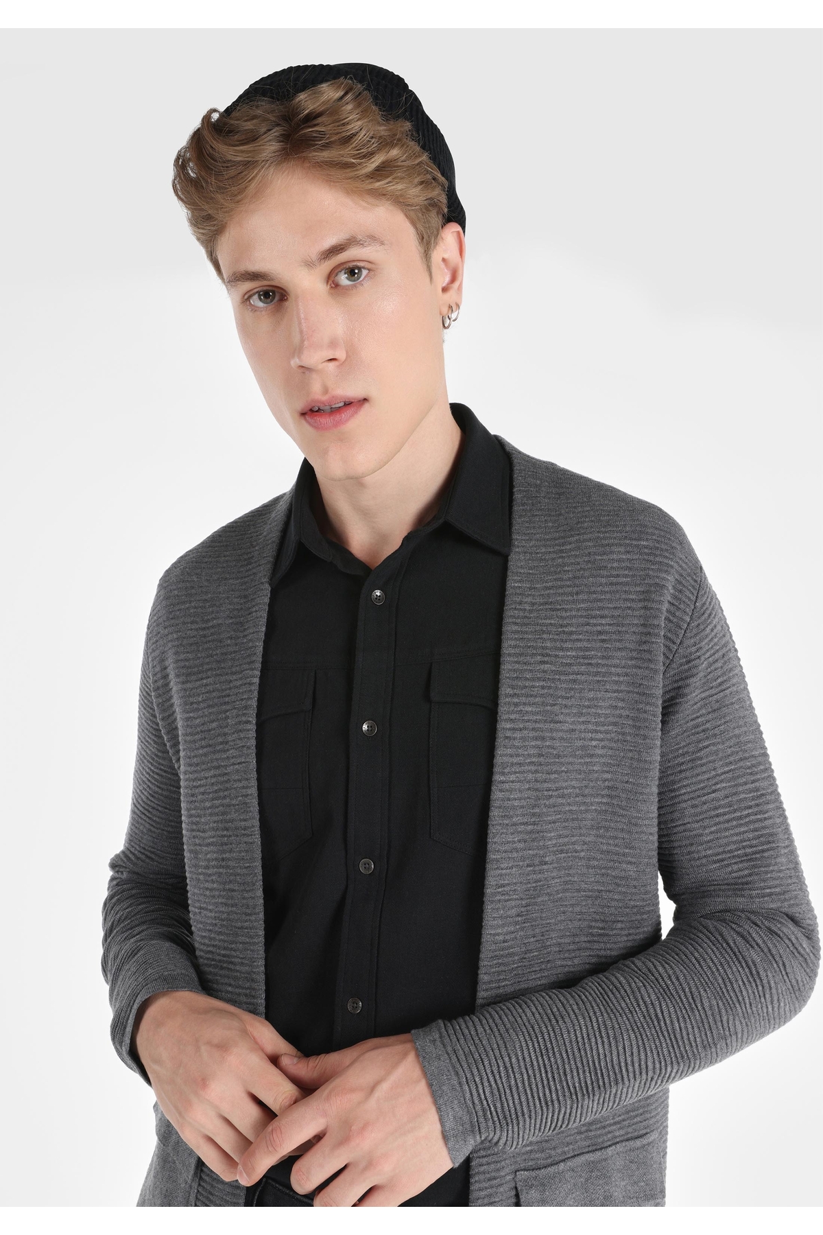 Colin's Regular Fit Erkek Gri Triko Hırka görsel 4