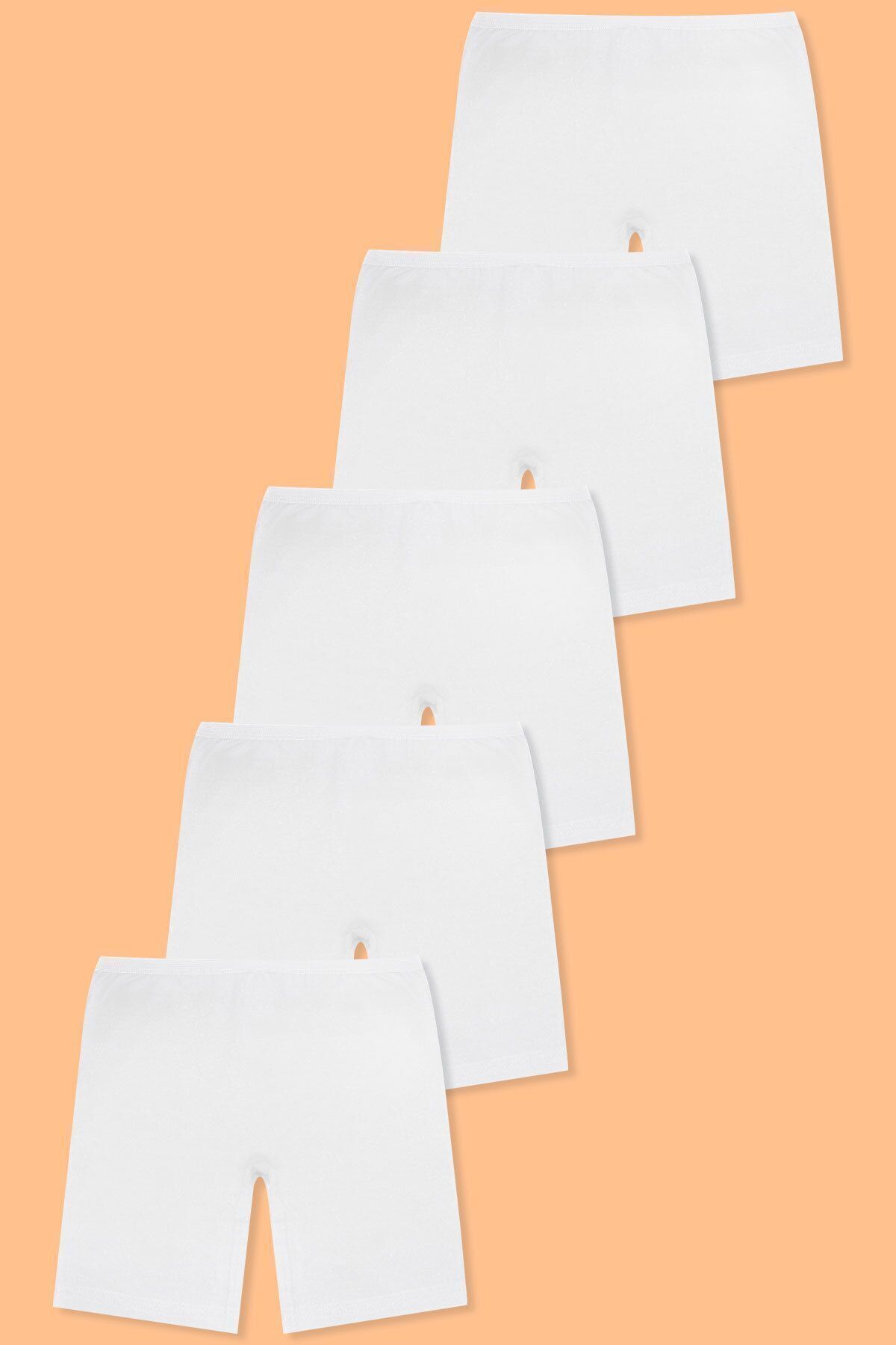 Öts Kız Çocuk 5'li Beyaz Pamuklu Likralı Uzun Boxer Tayt fotoğrafı 2 (önizleme)