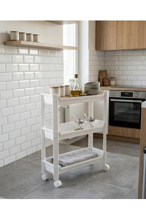 Okyanus Home 3 Katlı Tekerlekli Banyo-Mutfak Düzenleyici Beyaz