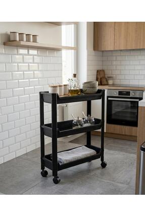 Okyanus Home 3 Katlı Tekerlekli Banyo-Mutfak Düzenleyici Siyah