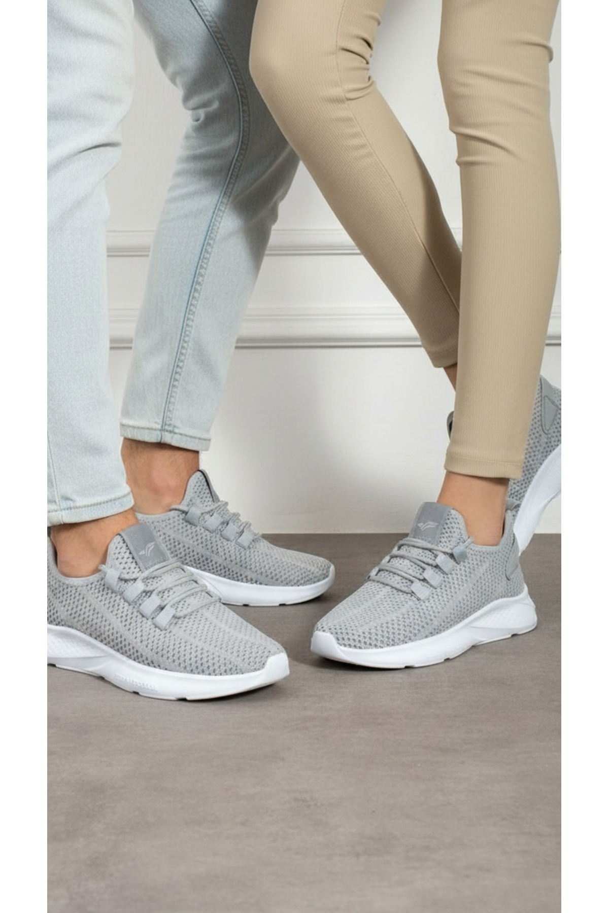 Unisex Gri Triko Fileli Spor Ayakkabı - Hafif Tabanlı, Günlük Yürüyüş ve Koşu Ayakkabısı — خاکستری 313-gri — تصویر 3 از 5