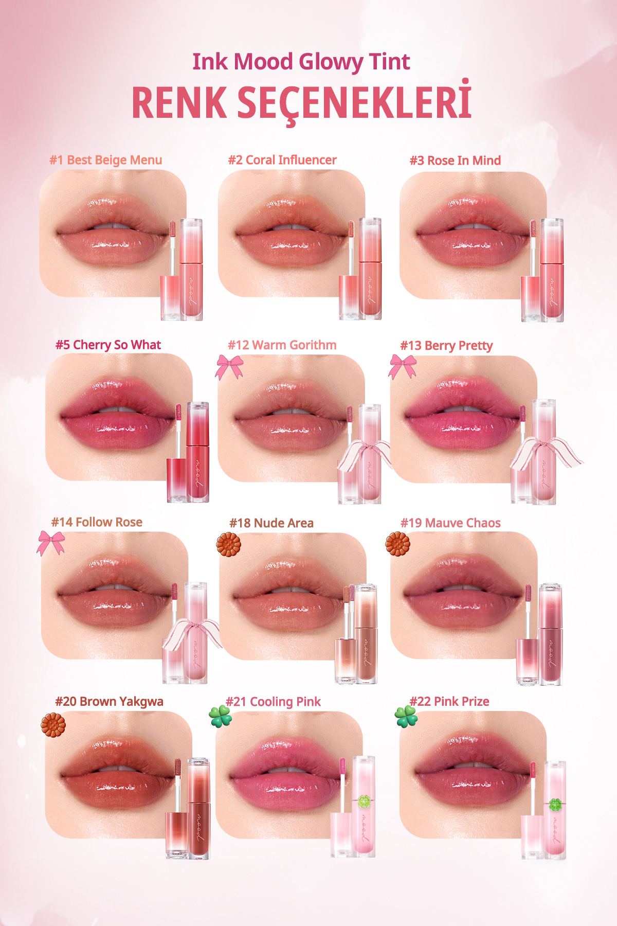 Kalıcı, Pigmentli, Parlak Bitişli Tint PERIPERA Ink Mood Glowy Tint 27 Joking Pink (Tteok Recipe) — صورتی 6412 — تصویر 5 از 9