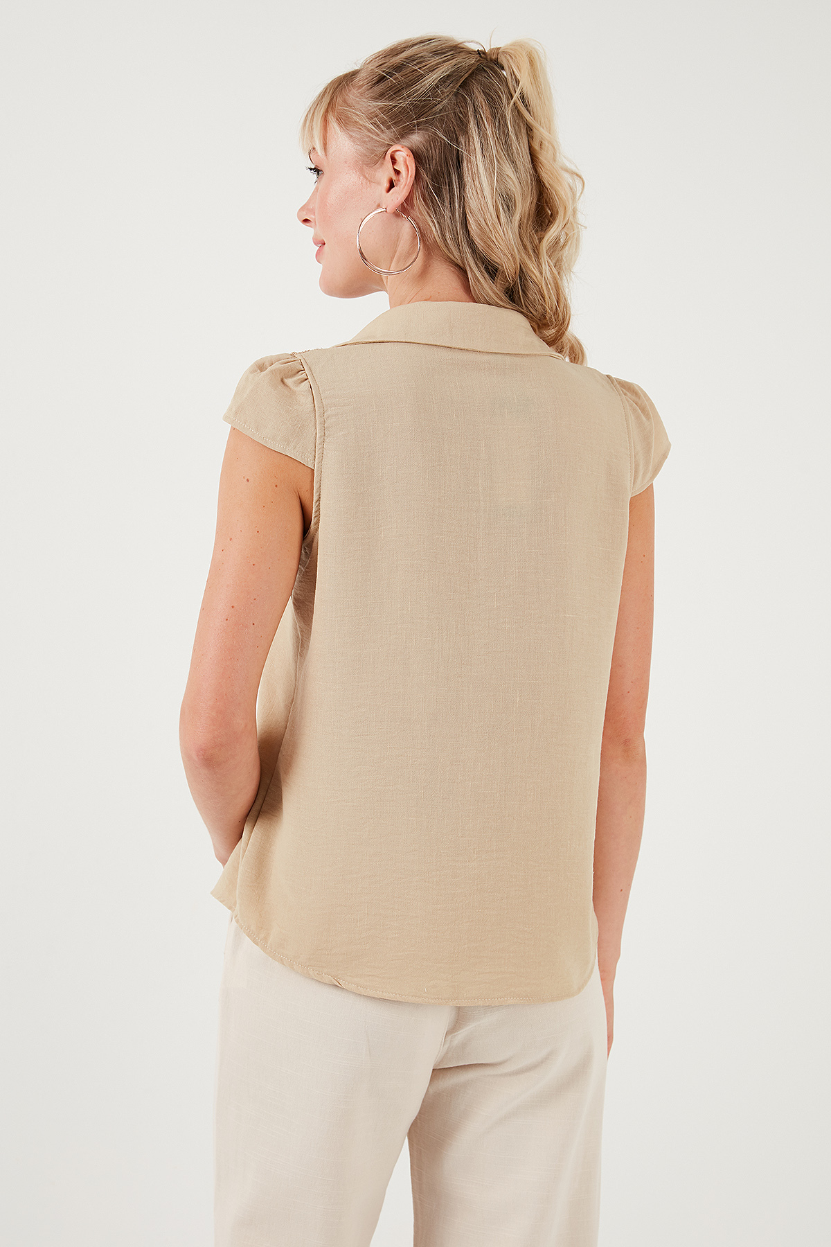 Lela  Dantel Detaylı Kısa Kollu Regular Fit Gömlek GÖMLEK 611GO0215 - Görsel 6