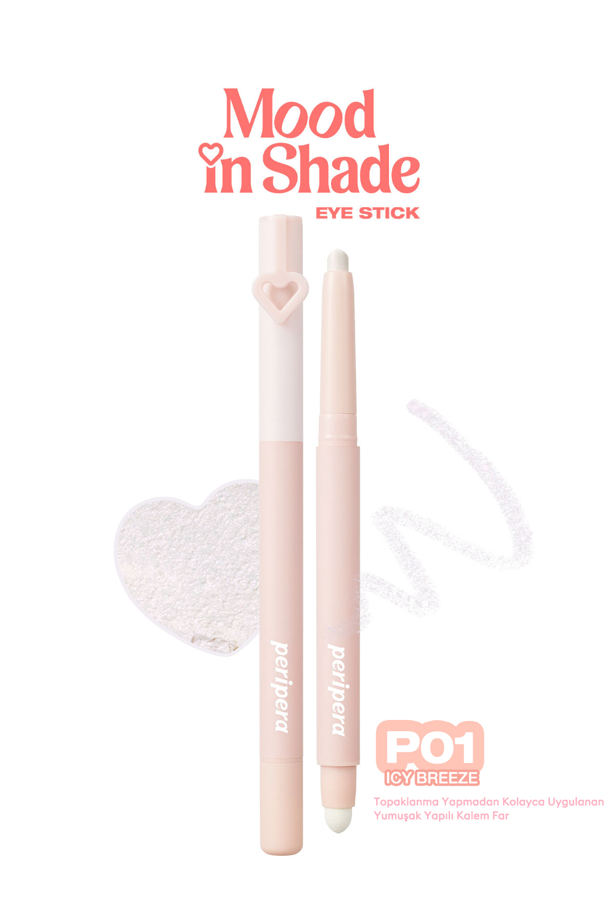 PERIPERA مداد چشم Mood In Shade (P01 Icy Breeze) - استفاده آسان بدون ایجاد توده — سفید 111614
