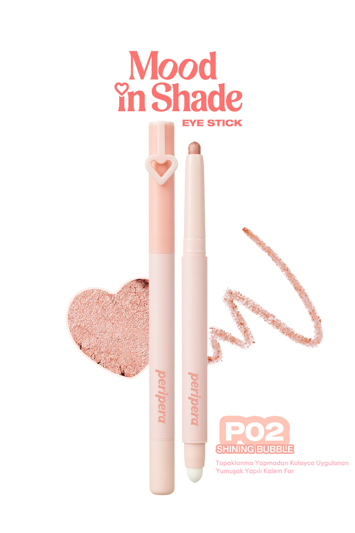 PERIPERA مداد چشم Mood In Shade (حباب درخشان P02) - استفاده آسان بدون ایجاد توده