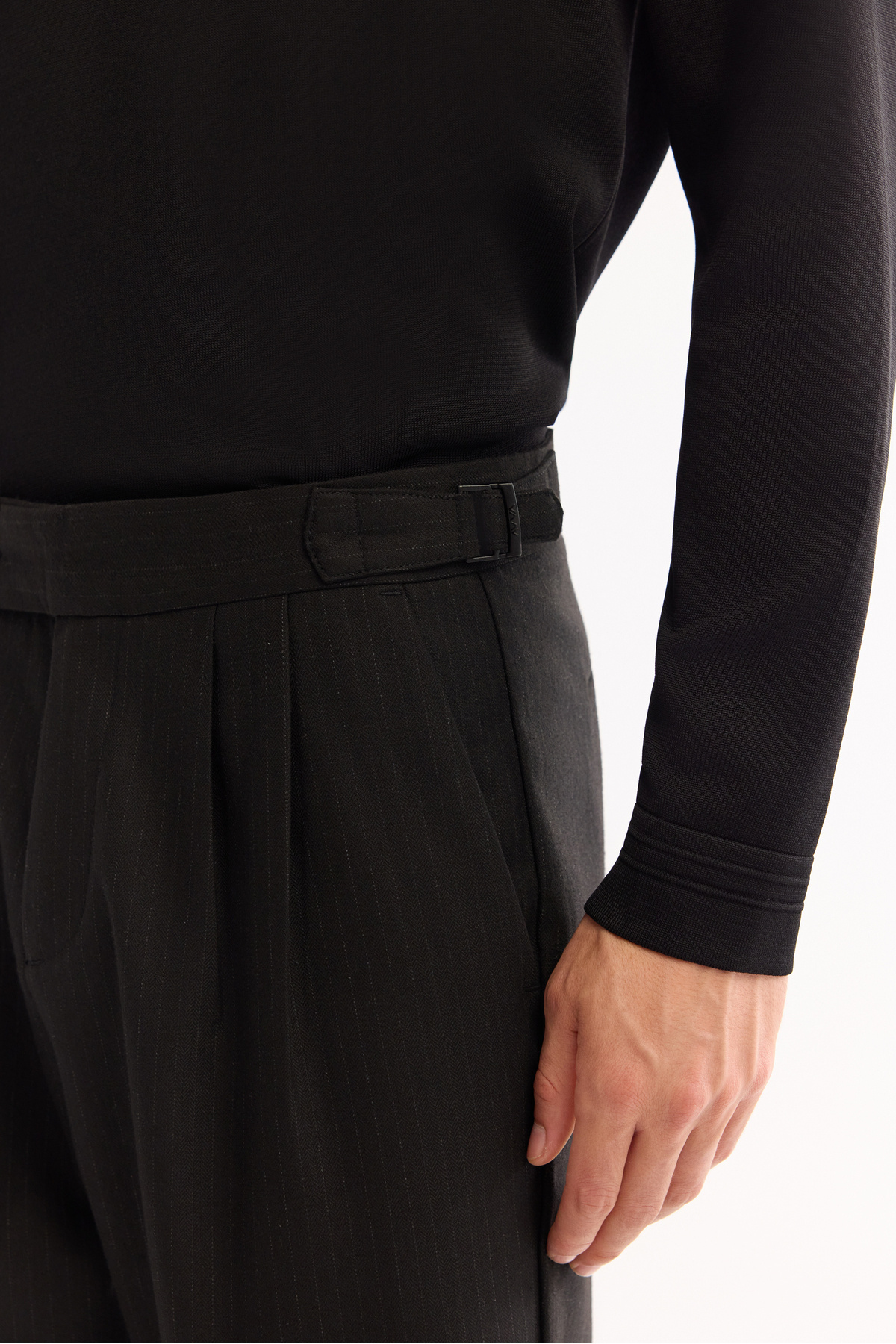 Avva  Erkek Siyah Yanları Tokalı Viskon Karışımlı Kolay Ütülenen Carrot Fit Pantolon A52Y3043 - Görsel 5