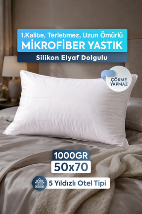DuruClassHome Mikrofiber Yastık Silikon Elyaf Otel Tipi 1000Gr Silikon Elyaf ...