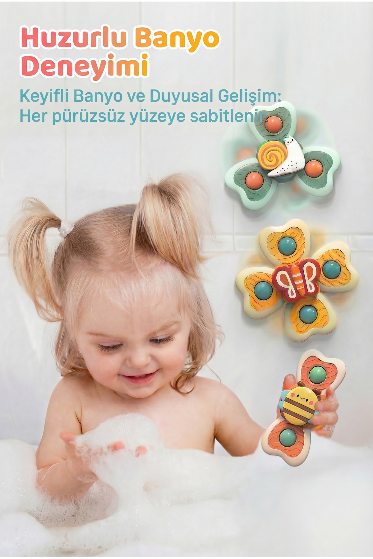 BBSKY Bebek Oyuncak 3’lü Hayvan Şekilli Vakumlu Döner Su ve Banyo Oyuncağı ABS Silikon Gelişim Oyuncağı fotoğrafı 6 (önizleme)