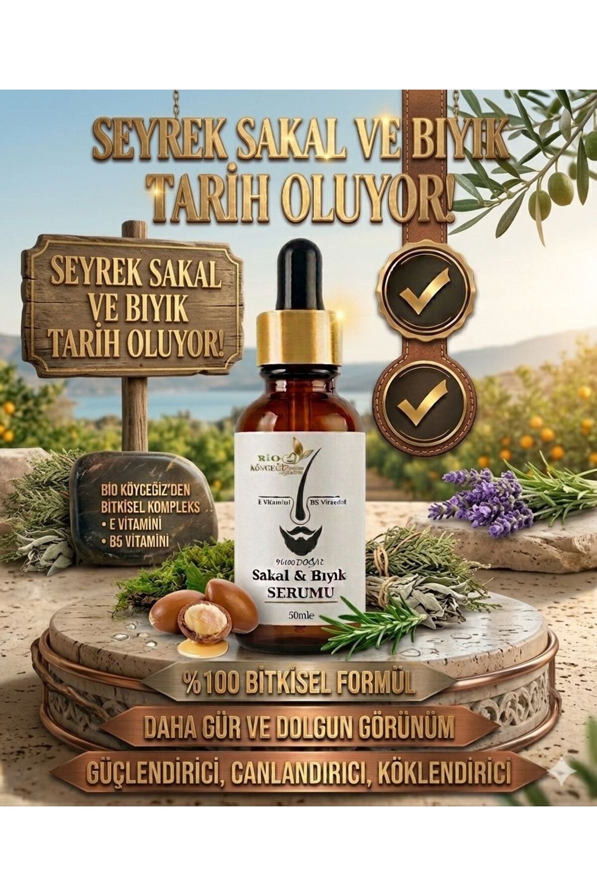 Doğal Sakal Bıyık Serumu / Seyrek Sakalları Gürleştiren & Çıkışını Destekleyen Ginsengli — 2025-sakal — تصویر 3 از 4