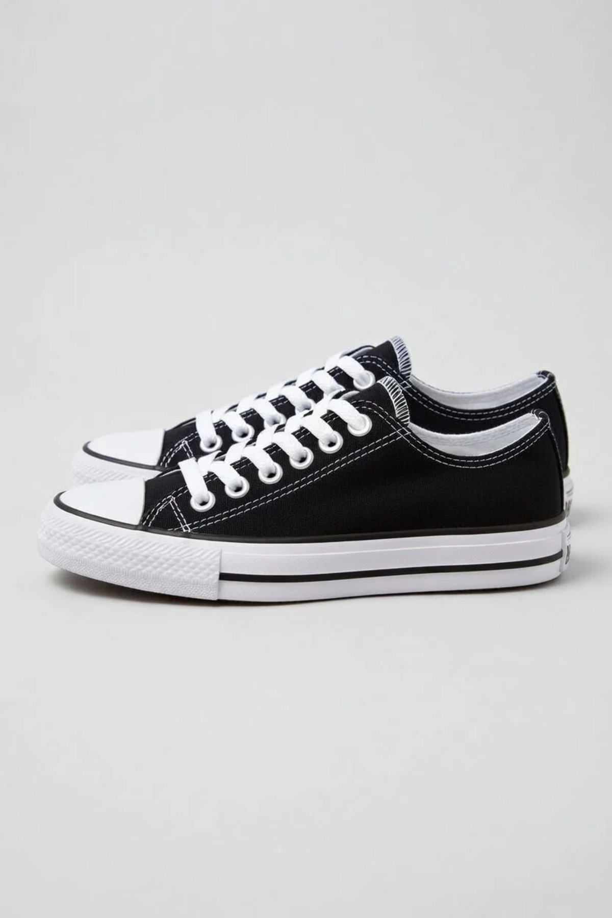Lideral Unisex Kısa Siyah Sneaker Convers Ayakkabı Günlük Yürüyüş Spor Ayakkabı görsel 3