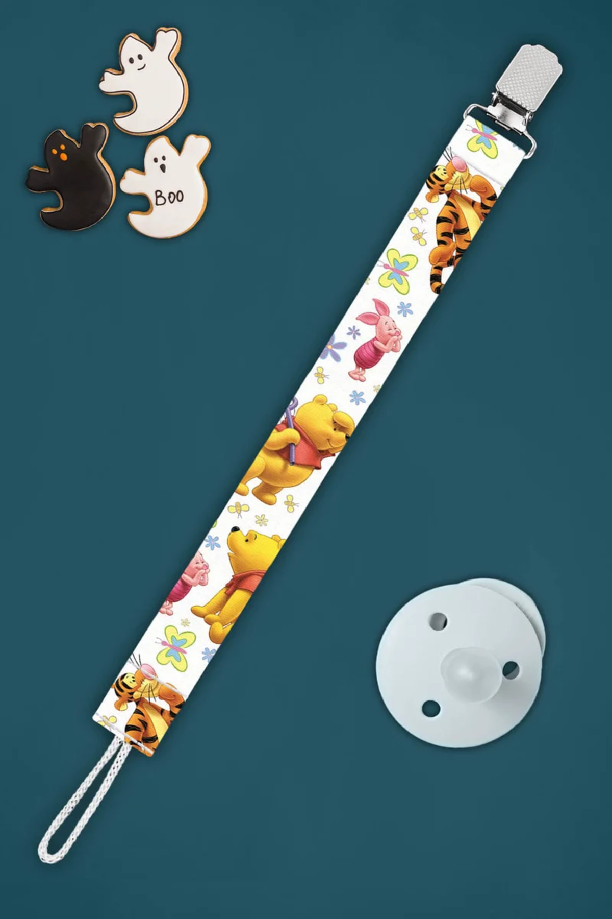 Apptakı Beyaz Ayı Desenli Bebek Emzik Askısı Emzik Zinciri Emzik Tutacağı Emzirme Aksesuarı - EMZ0044 fotoğrafı 2 (önizleme)