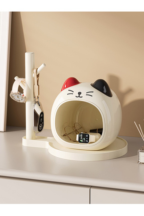 ADEFCO Kedi Figürlü Anahtarlık ve Aksesuar Düzenleyici Raf Askılı Organizer S...