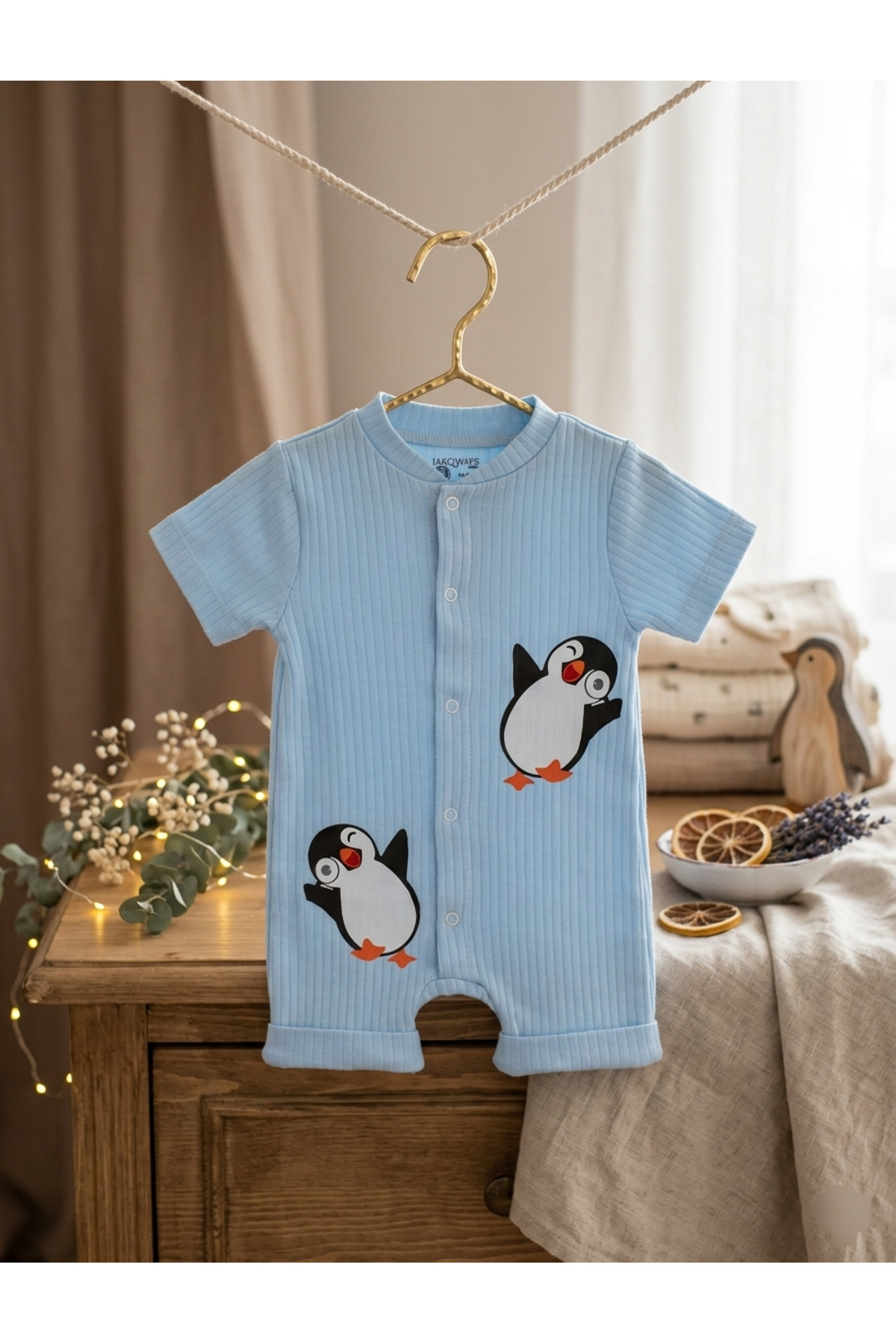 JAKC WAYS %100 Pamuk Penguen Desenli Kısa Kollu Şort Tulum / Bebek Zıbın / Çocuk Zıbın Şorttulum fotoğrafı 2 (önizleme)
