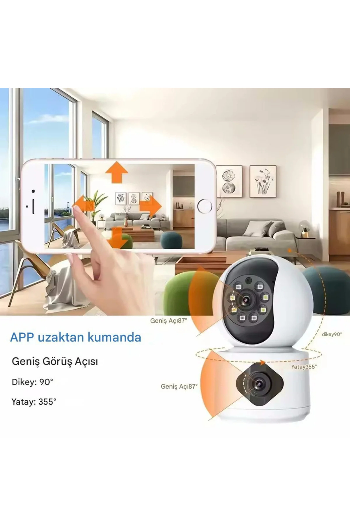 SONREİR MPI AOİ Akıllı Kamera WiFi 6MP 2 Kameralı IP Güvenlik Kamerası Hareketli Bebek Odası Dış İç Kullanım fotoğrafı 3 (önizleme)