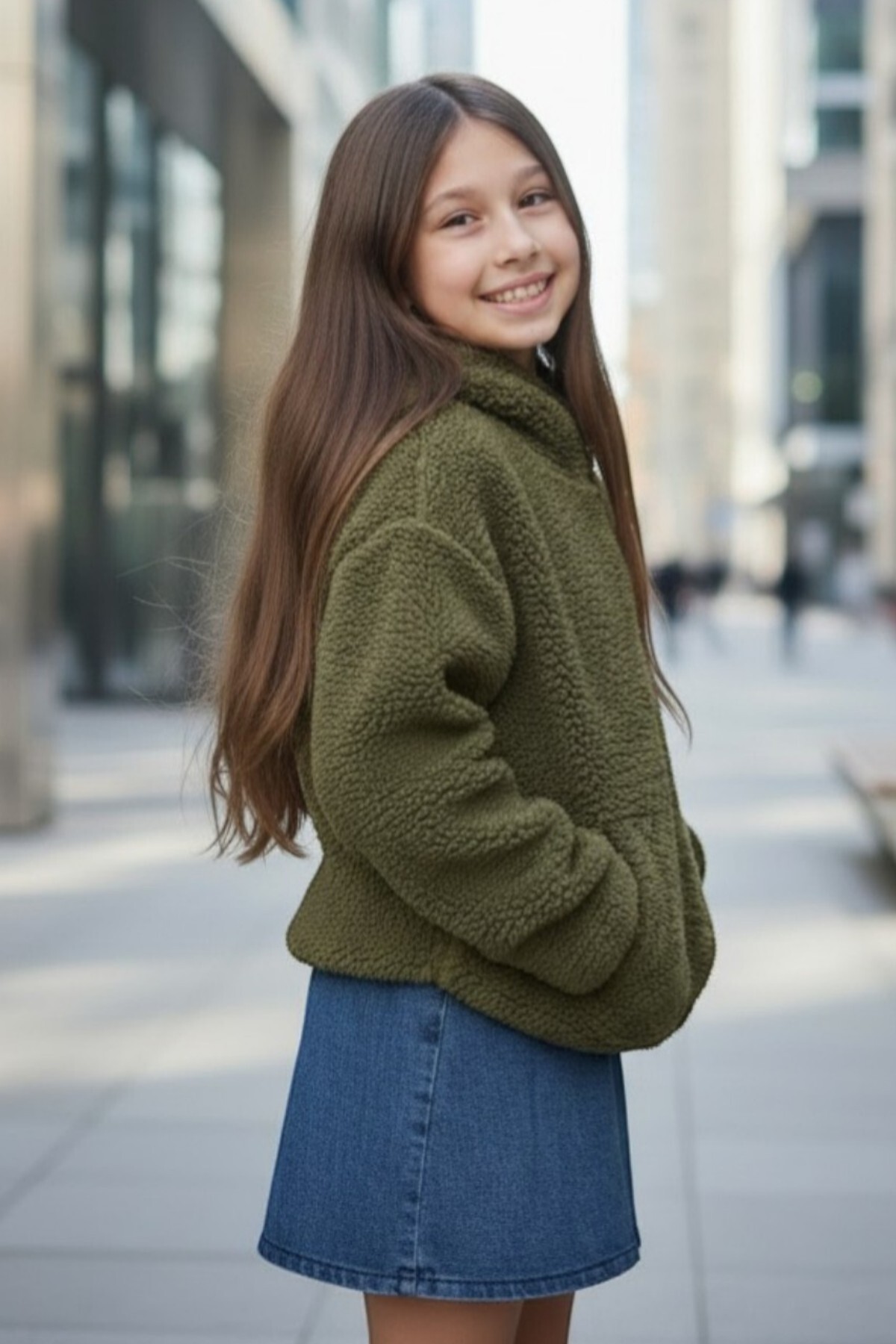 QUB CLUB Unisex Çocuk Peluş Tedy İçi Astarlı Haki Ceket Mont 1 Beden Büyük Tercih Edebilirsiniz fotoğrafı 2 (önizleme)