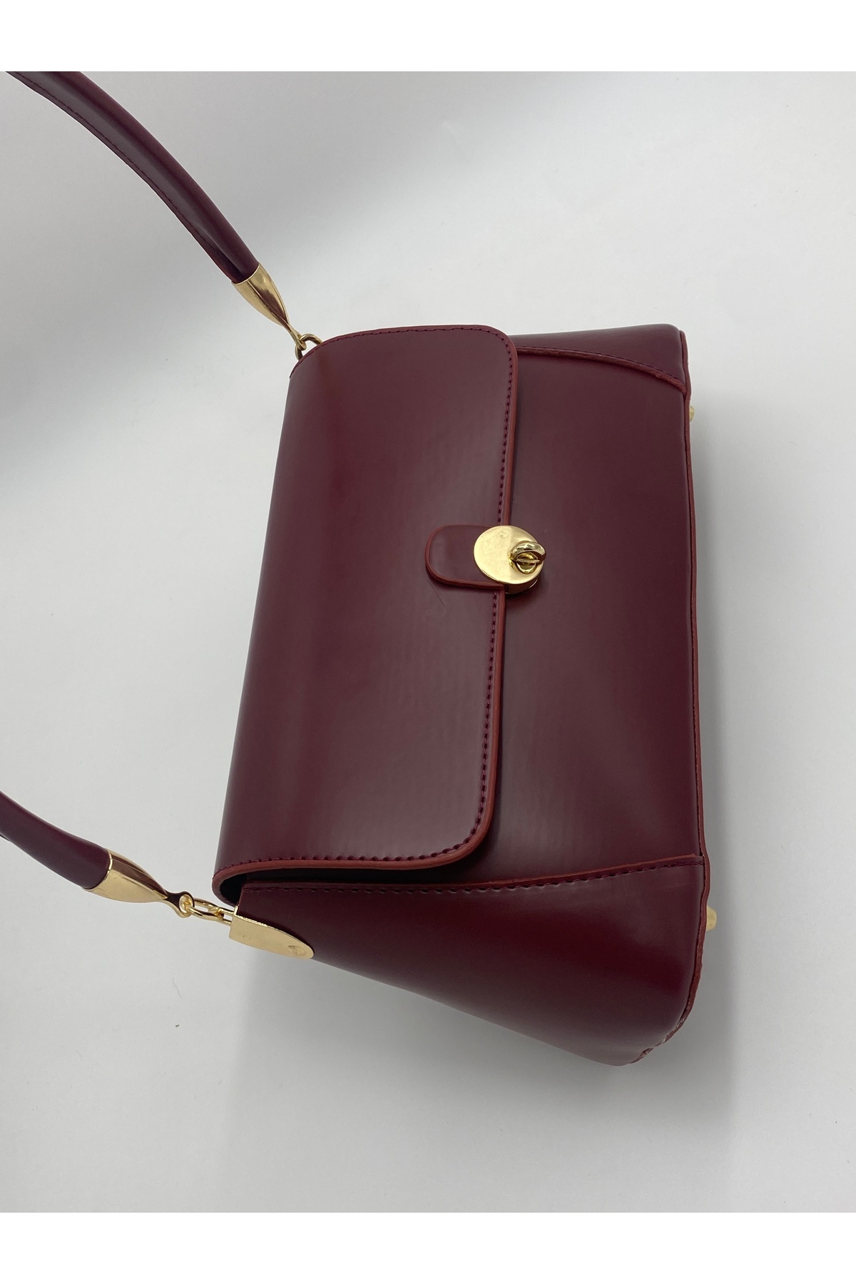 Bordo Ruby Bordo Kadın Kapaklı El ve Omuz çantası Şık Tasarım görünüm 6