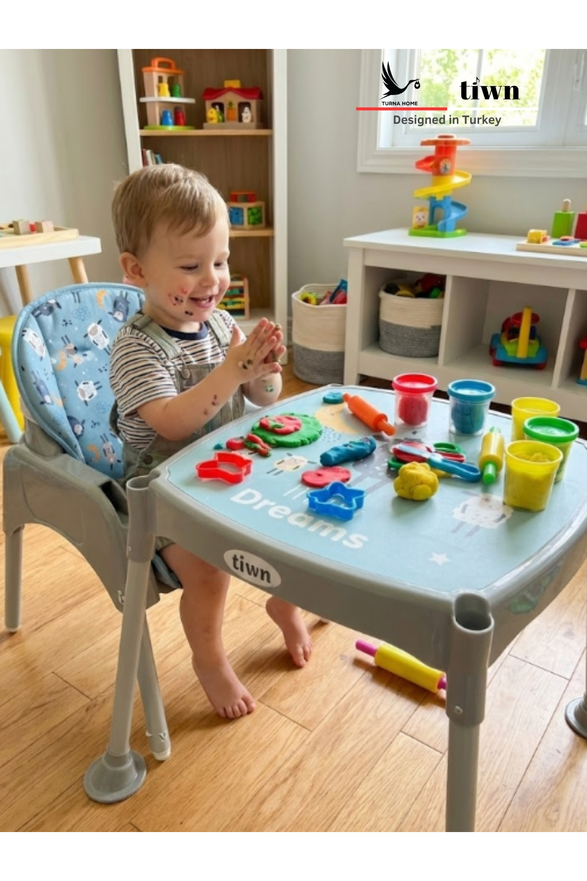 Tiwn Tatlı Kuzular Fonksiyonlu Mama Sandalyesi Çalışma Masası 5 Nokta Emniyet Kemeri, Çıkarılabilir Tepsi fotoğrafı 2 (önizleme)