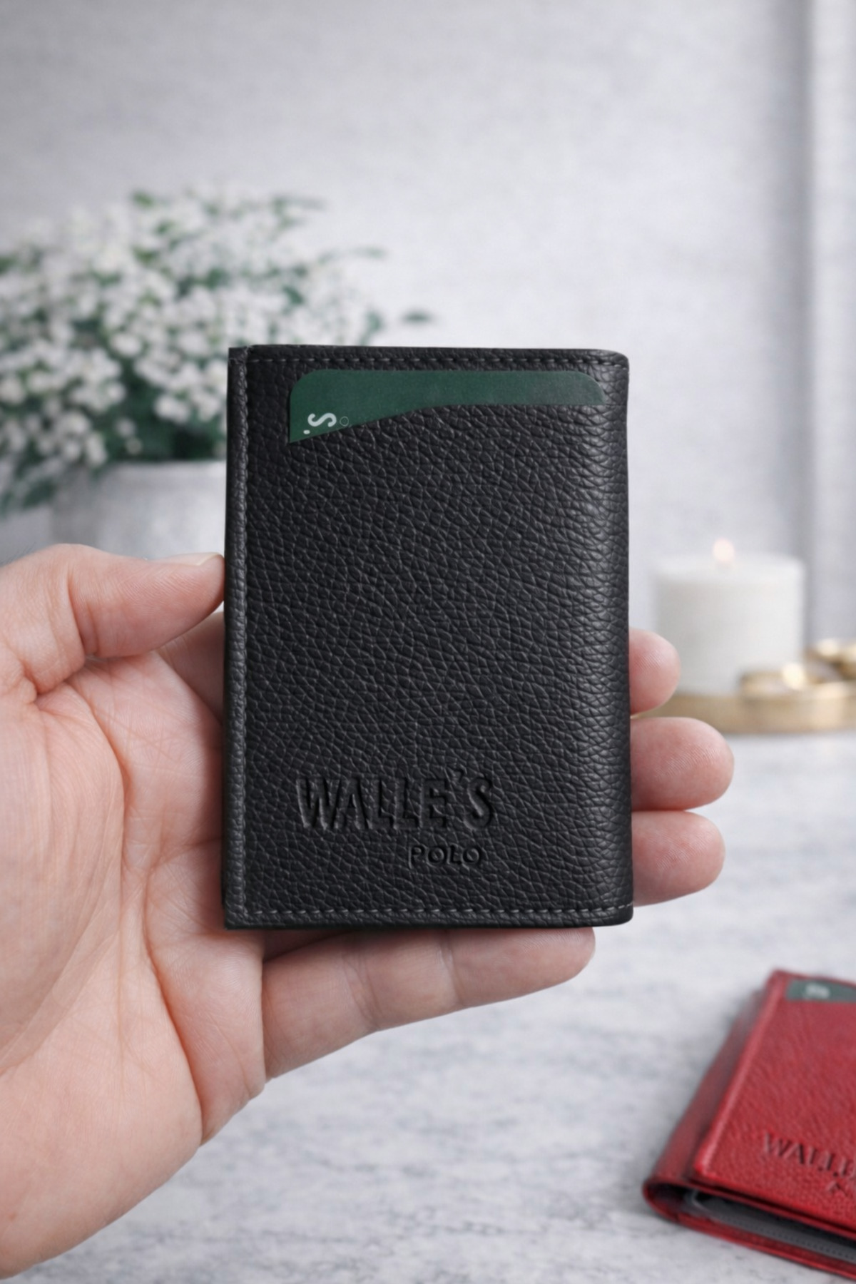 محفظة Walle's Polo جلدية سوداء داكنة تتسع لـ 13 بط...