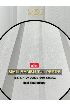 Gülsem Perde Brillant Gumus Simli Bambu Tul Perde 1/3 Sık Pileli Vıdeo'lu Gul...