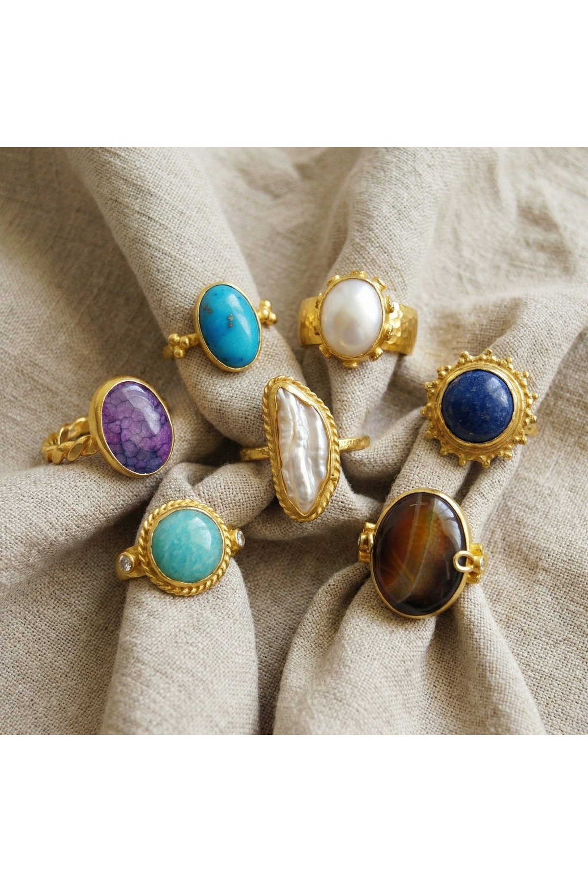 makeitbylove Sultan Lapis Lazuli Bilgelik Taşı Gümüş Yüzük - 24 Ayar Altın Kaplama El Yapımı Hediye
