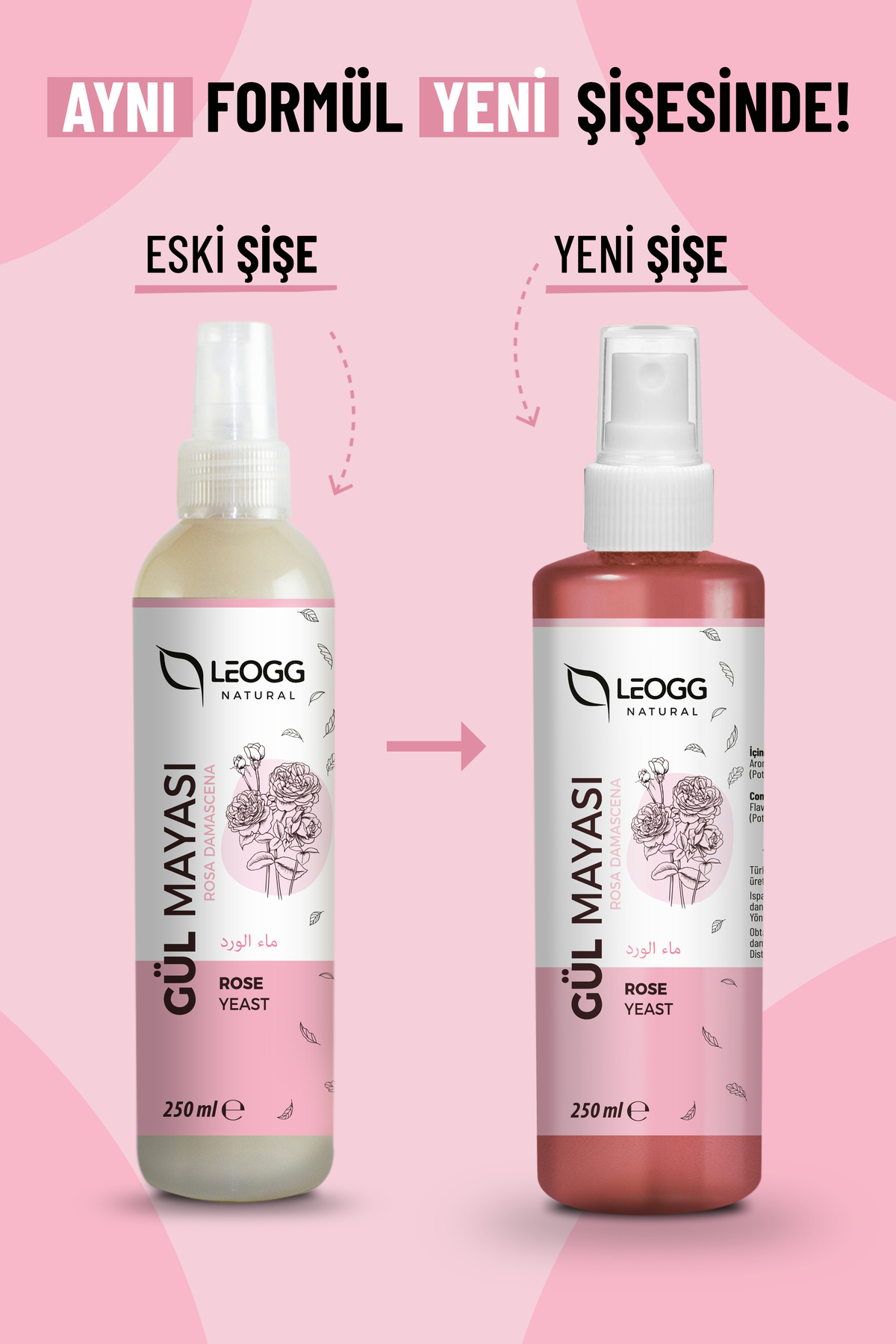 تونر پاک کننده، روشن کننده و سفت کننده منافذ پوست با گلاب - مخمر ۲۵۰ میلی لیتر — Leogg Natural Rose Yeast — تصویر 4 از 7