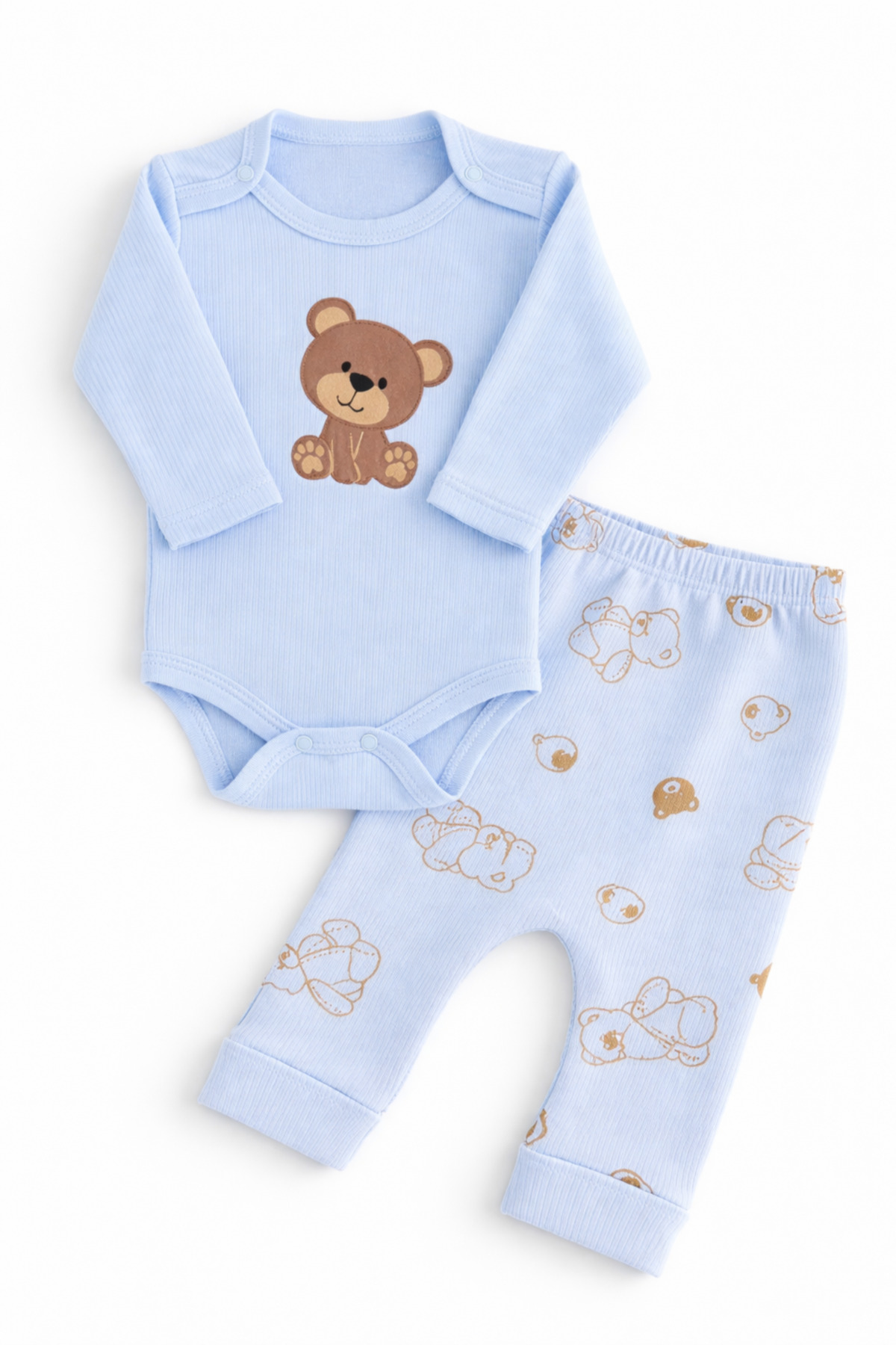 VERONA TARZ Kız Erkek Bebek Ayıcıklı 2li Takım 2 Parça Alt Üst Çıtçıtlı Body Takımı Mevsimlik Yenidoğan Kıyafeti fotoğrafı 2 (önizleme)