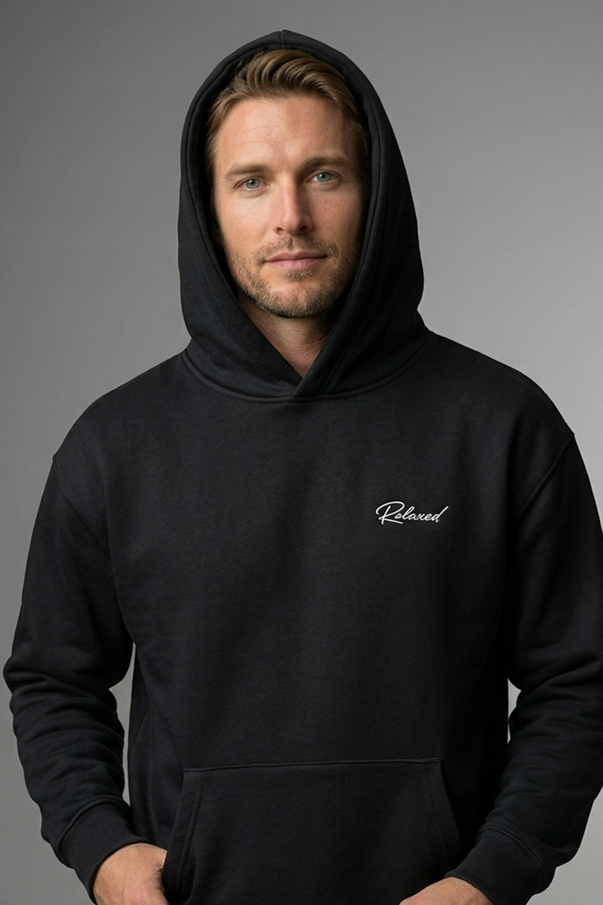 Yetişkin Erkek Hoodie — مشکی RLD0003 — تصویر 5 از 5