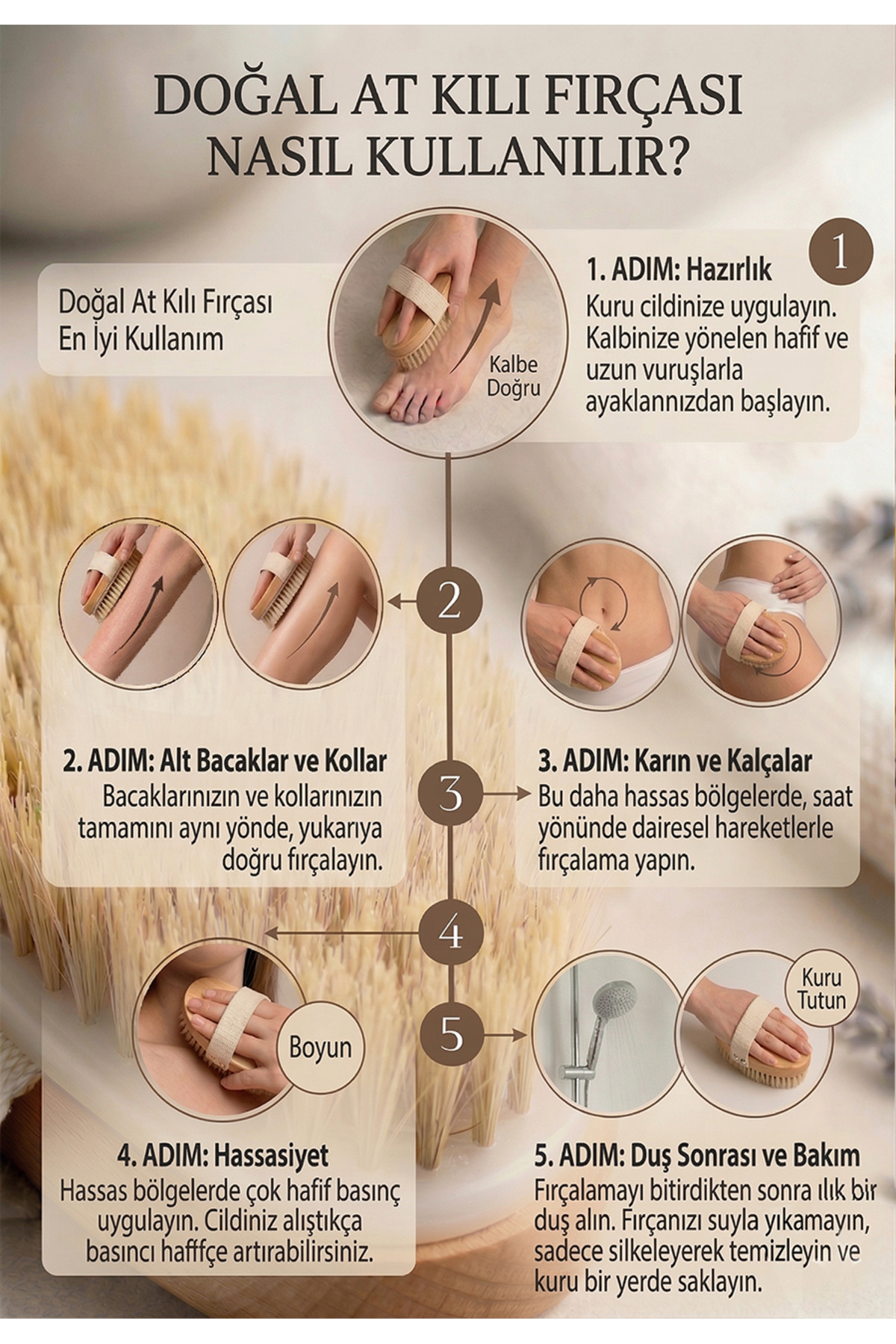%100 Doğal At Kılı Selülit Fırçası — atkılıfırçalotravia — تصویر 3 از 5