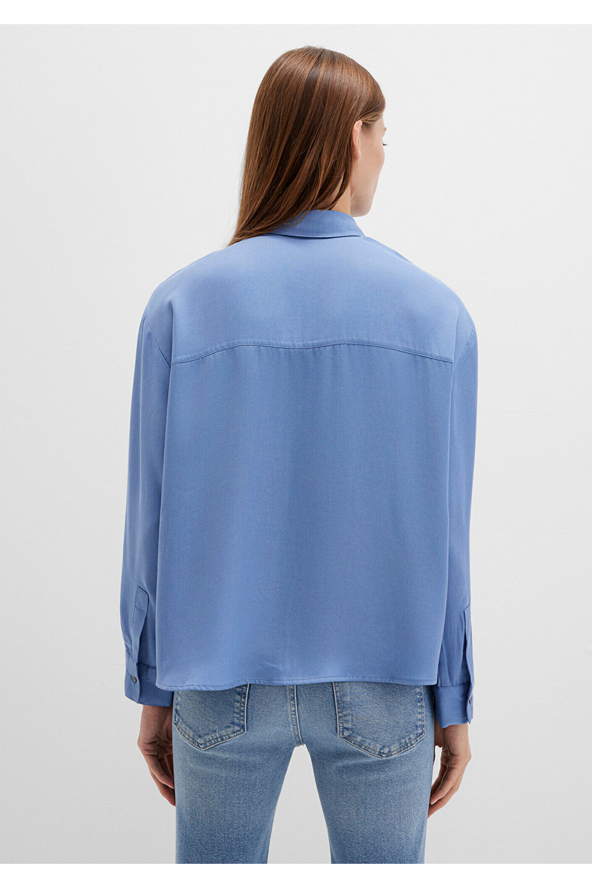 Soft-Premium (TENCEL™) Liyosel Gömlek Oversize / Geniş Kesim 1211354-86802 — آبی — تصویر 6 از 8