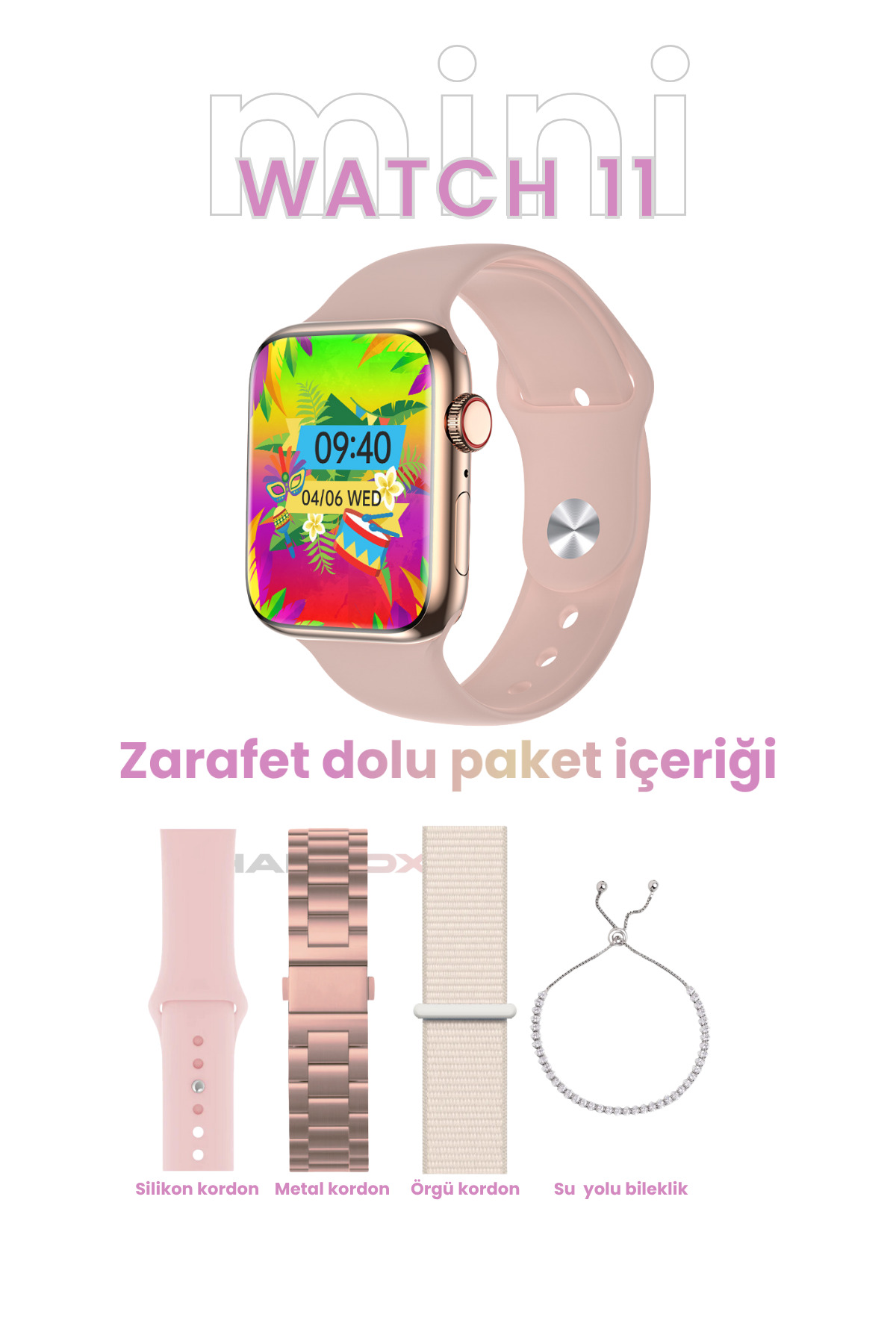 Watch 9 Mini Akilli Saat Zarafet Dolu Kutu Icerigi Hediye Kordon Ve Bileklik P - %10 İndirim
