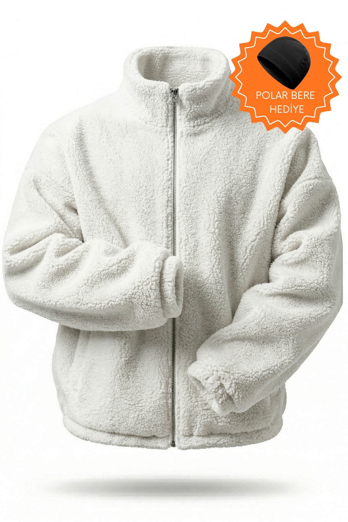 Ghassy Co  Erkek Isı Termal İç Dış Sherpa Sonbahar Kış Tam Fermuarlı Peluş Polar Sweatshirt