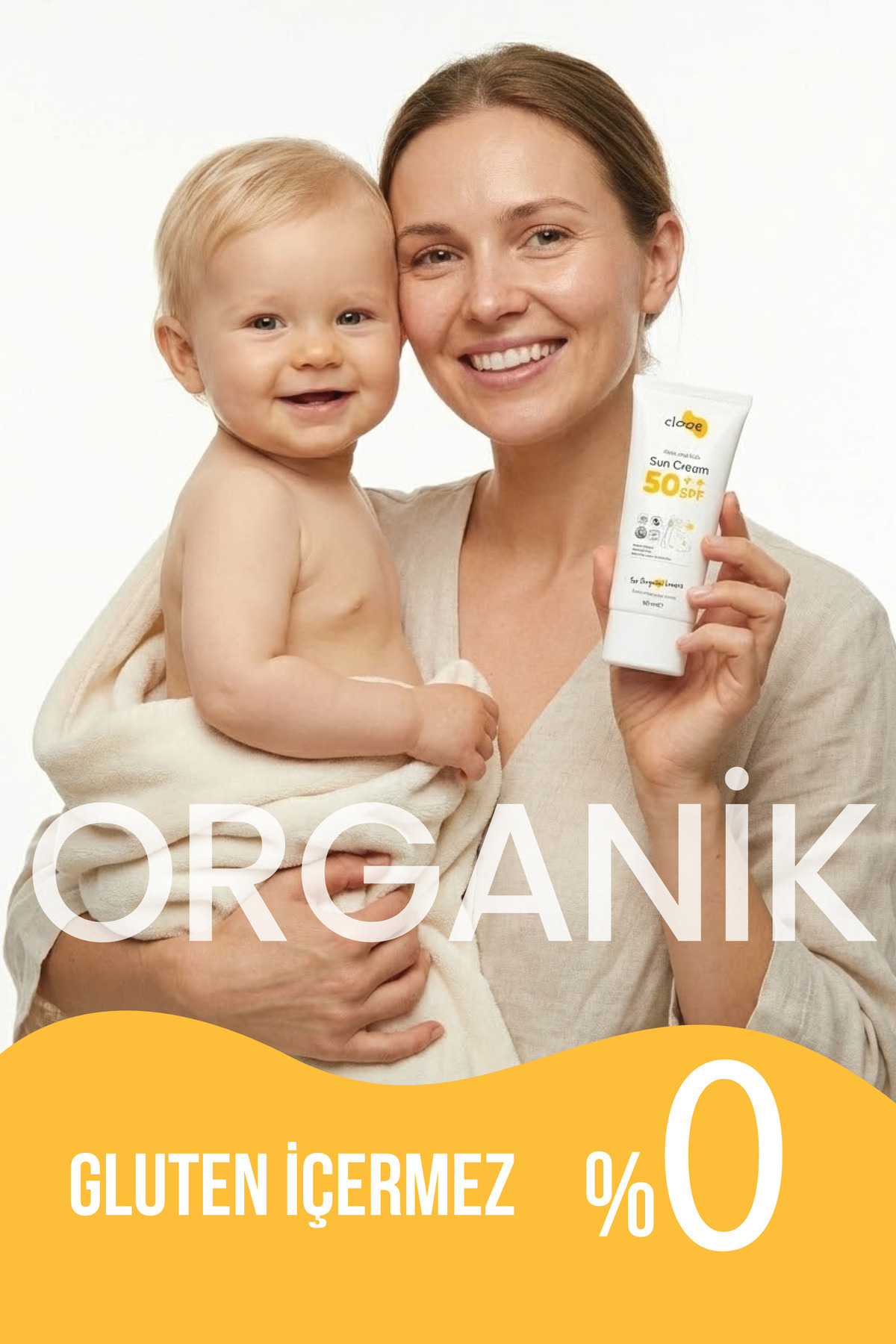 2'li Bebek & Çocuk Güneş Kremi SPF 50++ 50 ml - Mineral Filtreli - Yüksek UVA & UVB Koruması - Organik -Glutensiz - Yüz ve Vücut İçin — PKA016 — تصویر 2 از 6