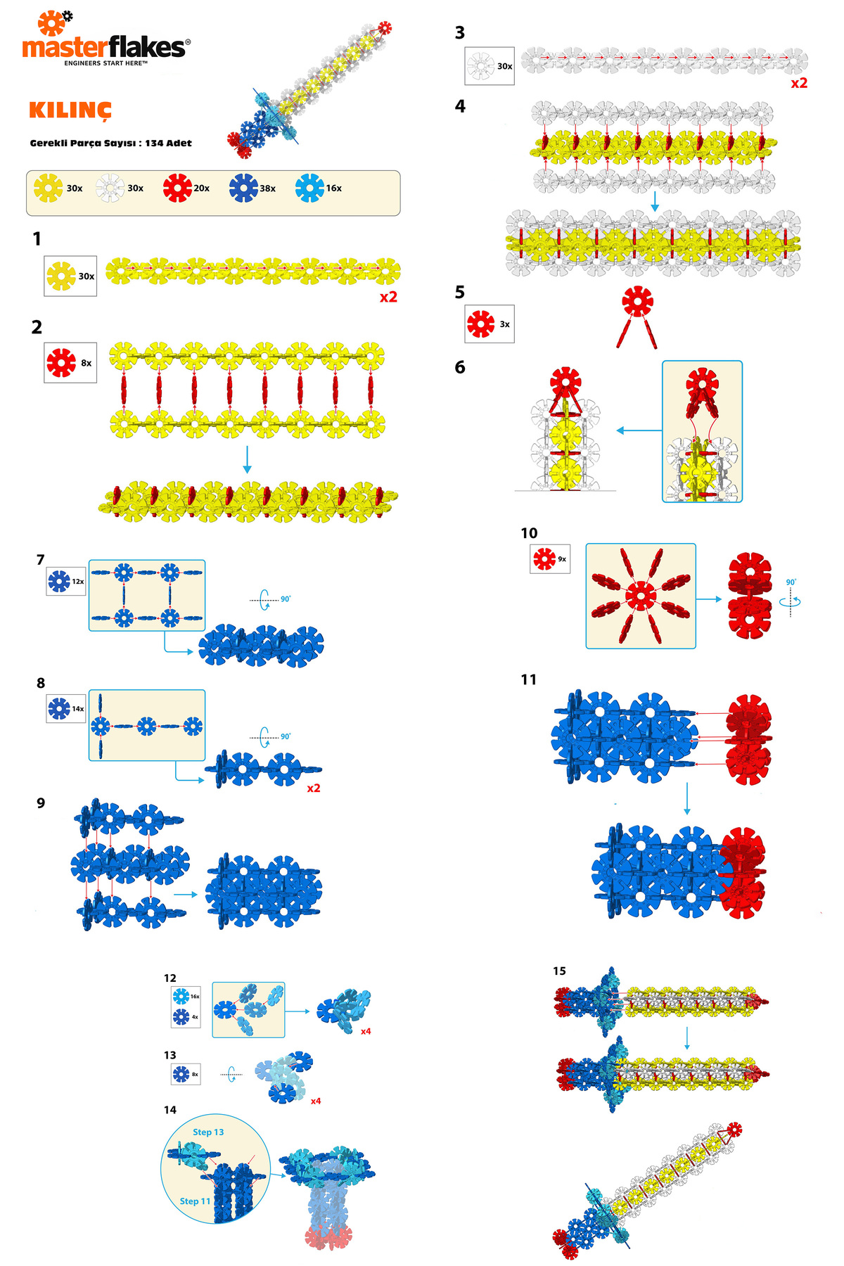 ThinkMaster Masterflakes Eğitici Kilitli Diskler Stem Eğitimi Uyumlu 5 Renk 300 Parça Yapı Oyuncak Seti Flakes fotoğrafı 4 (önizleme)