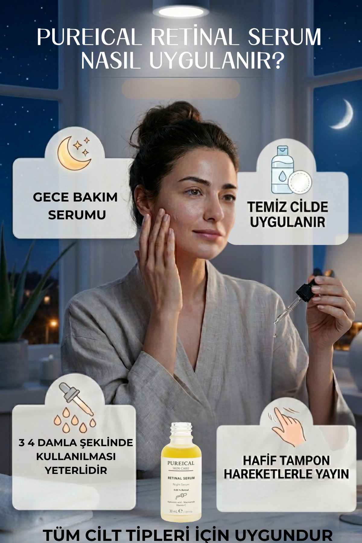 %0,05 Retinal Gece Serumu, Leke Karşıtı & Kırışıklık Karşıtı Anti Aging Serum 30 ml — 1070 — تصویر 5 از 7