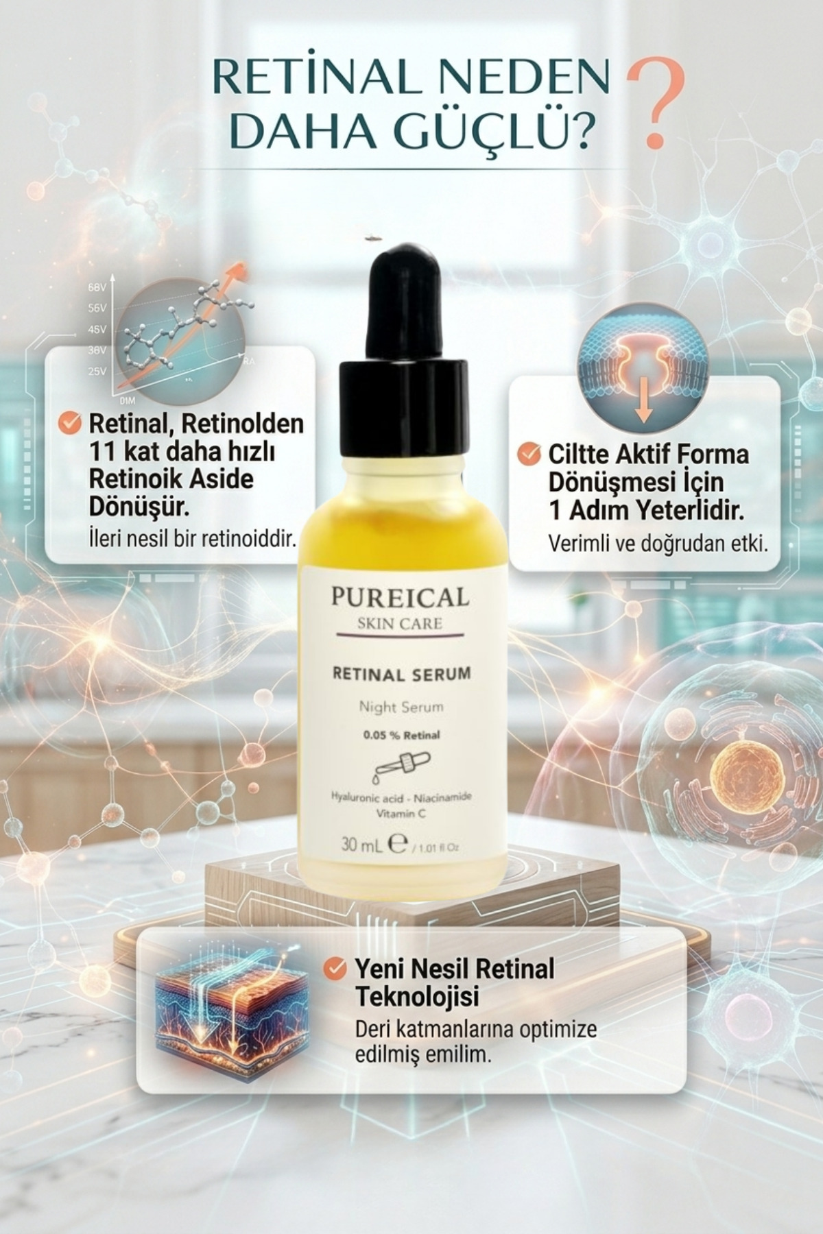 %0,05 Retinal Gece Serumu, Leke Karşıtı & Kırışıklık Karşıtı Anti Aging Serum 30 ml — 1070 — تصویر 7 از 7