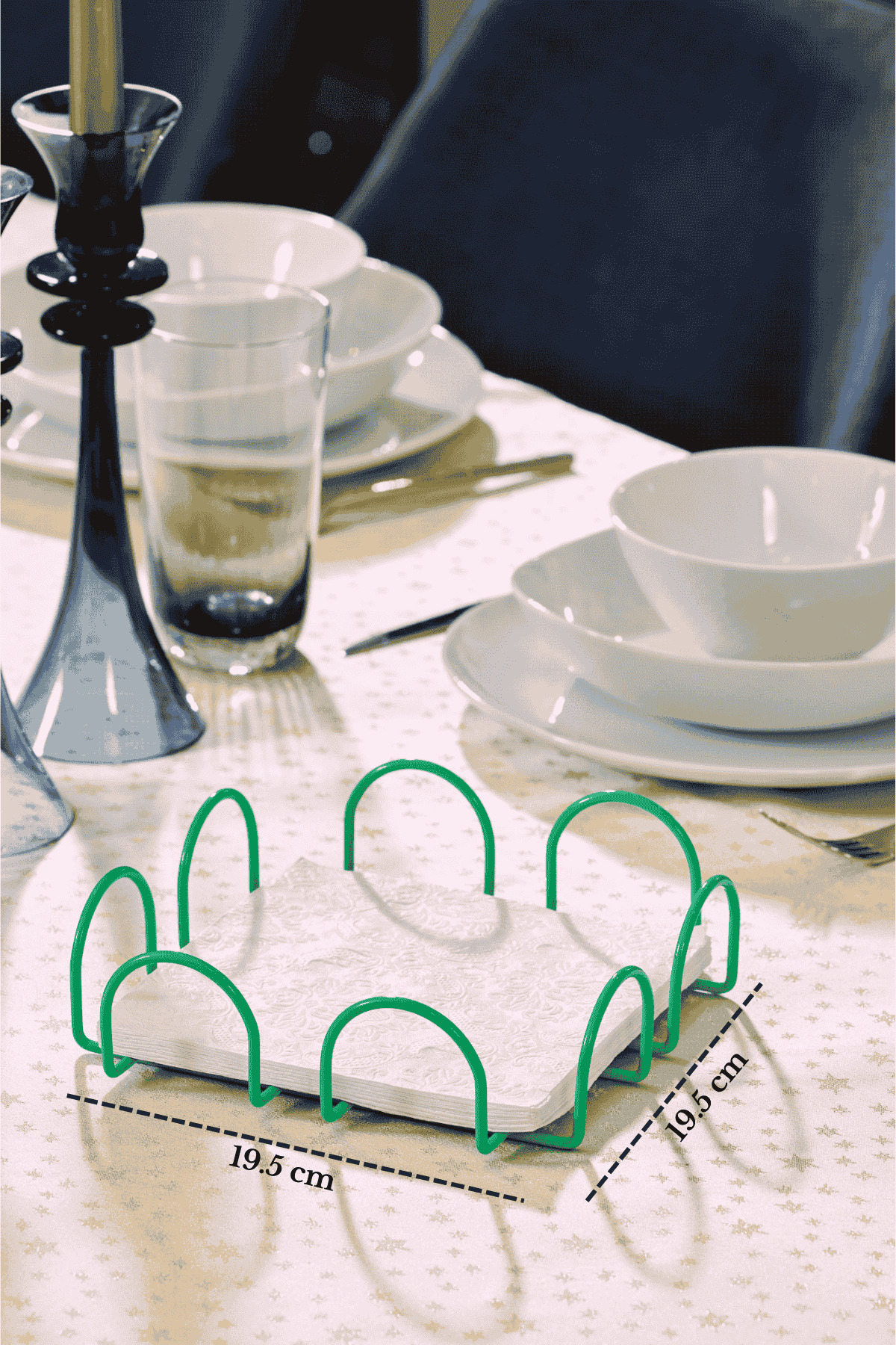 Yılbaşı Yeşil 18 Cm Peçetelik Büyük Boy Peçete Standı Kafe Restoran Otel Paslanmaz Metal
