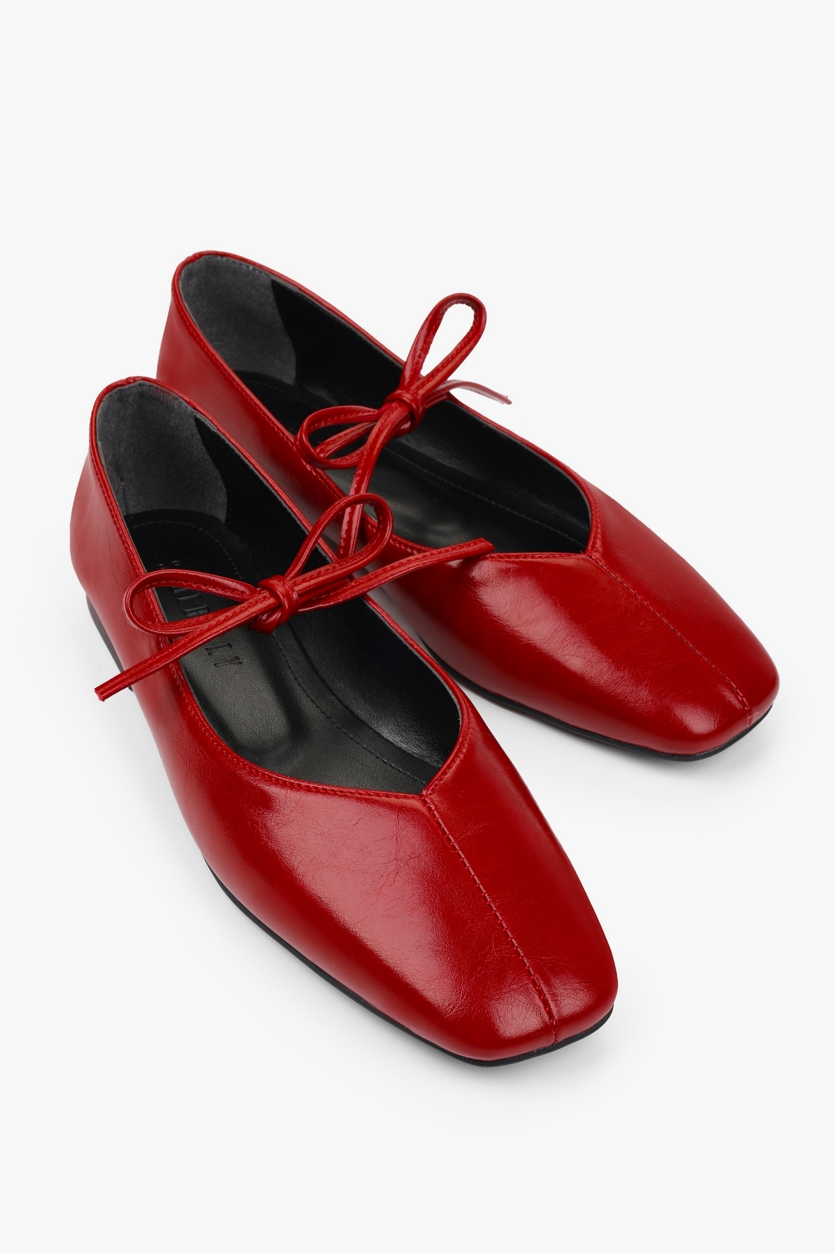Shoeberry Kadın Noriel Kırmızı Cilt Bağlamalı Babet görsel 3