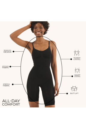 VIGORV Toparlayıcı Seamless Paçalı Bodysuit Korse Basen Sıkılaştırıcı