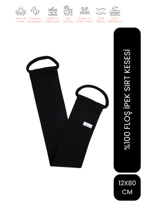 LET'SCRUB Siyah Sırt Banyo Duş Kesesi %100 Floş Ipek Kadın Ve Erkekler Için P...