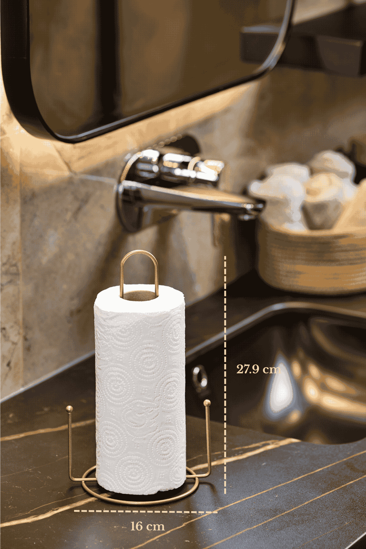 Mat Gold Misketli Kağıt Havluluk Rulo Havluluk Peçetelik Mutfak Banyo Paslanmaz Metal