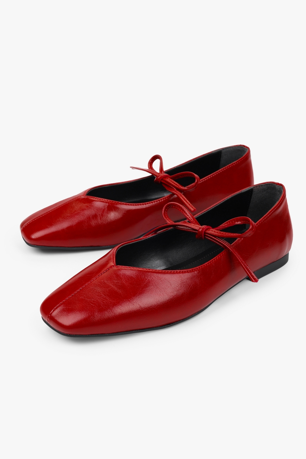 Shoeberry Kadın Noriel Kırmızı Cilt Bağlamalı Babet görsel 4