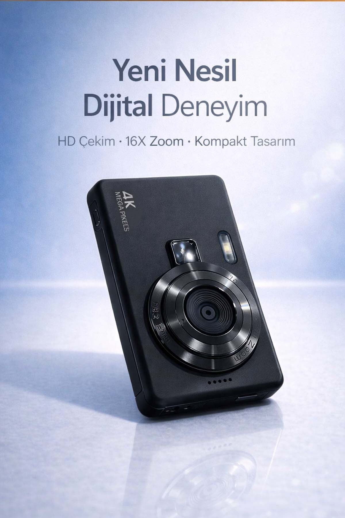 FaroxTech Yeni Nesil 4K Ultra HD Dijital Fotoğraf Makinesi – 16X Zoom Özellikli Profesyonel Vlog Kamerası