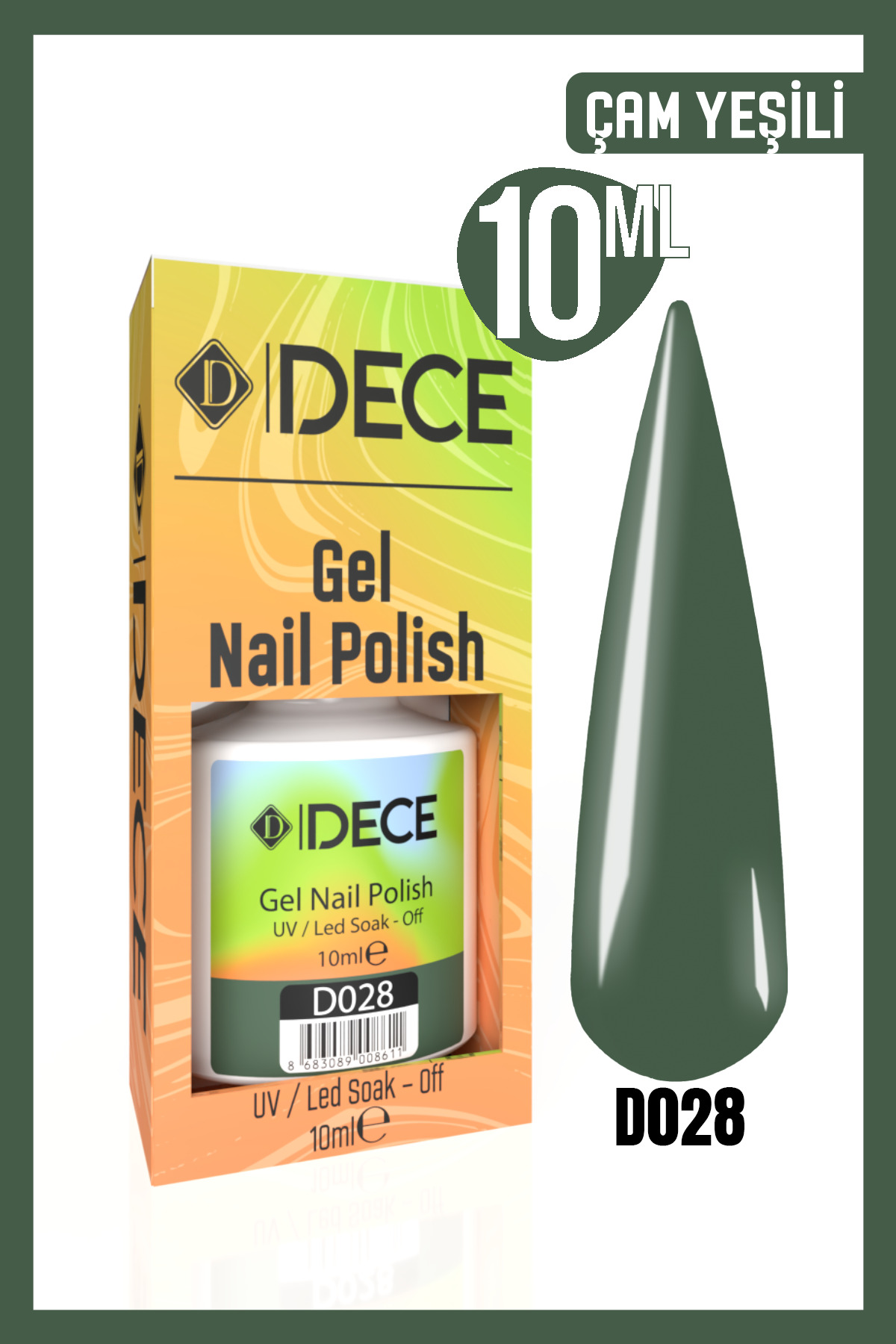 Kalıcı Oje UV LED D028 (YEŞİL SERİSİ) 10ml — سبز 8683089008345004