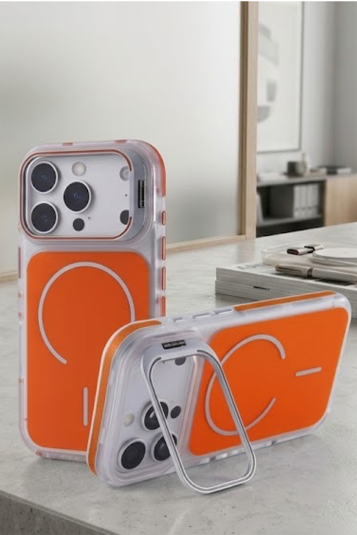 Iphone 17 Pro Metal Camera Stand with MagSafe Feature Matte Lims Color Metal Key Premium Cover