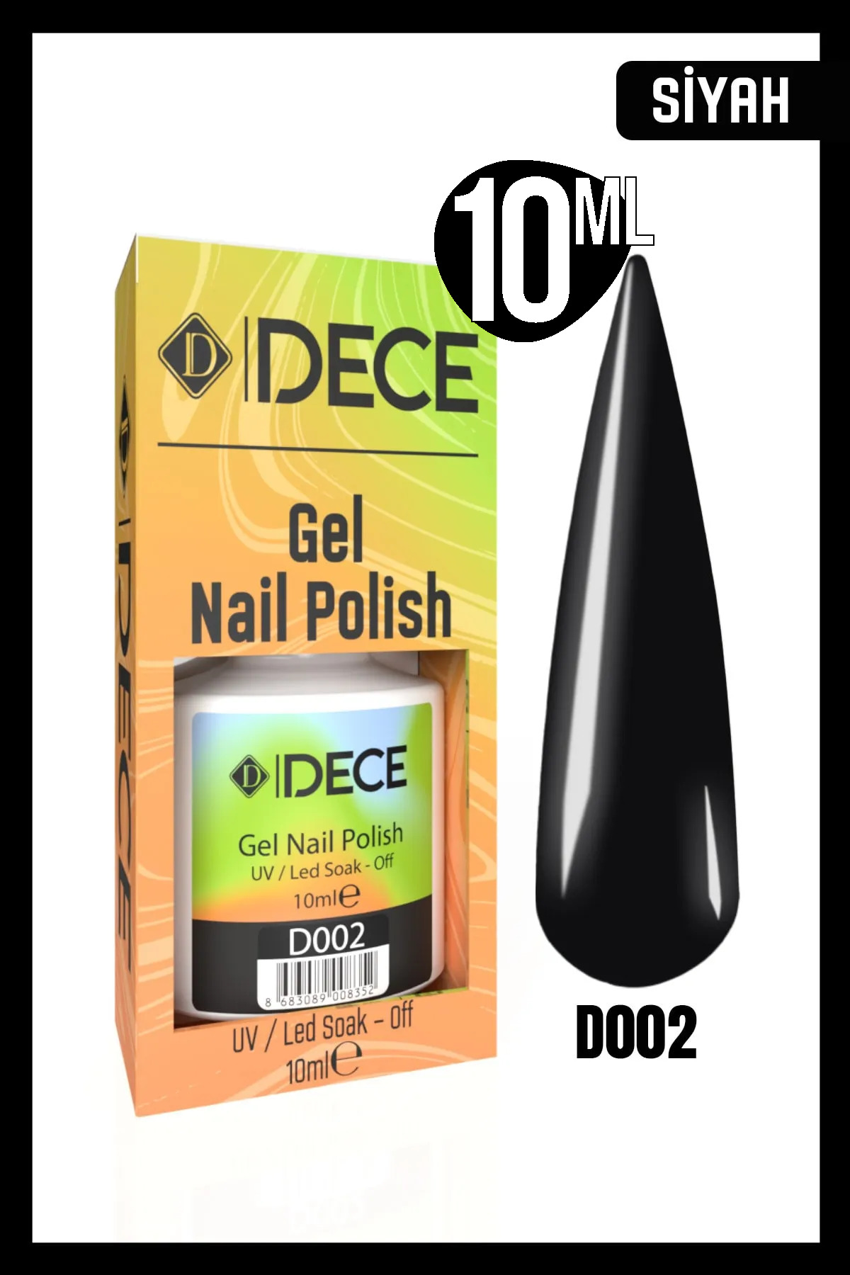 Kalıcı Oje UV LED D002 (ANA RENKLER) 10ml — مشکی 8683089008345004