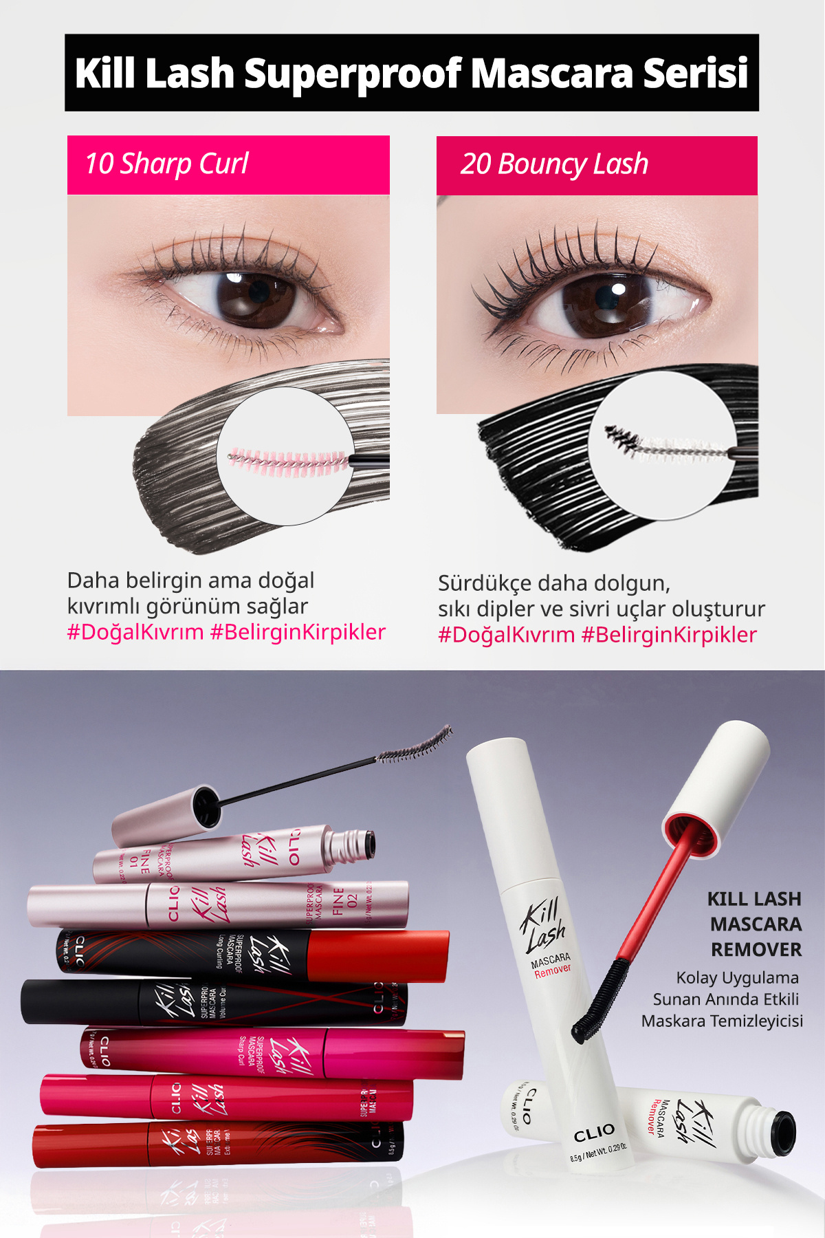 ریمل فوق مقاوم CLIO Kill Lash (010 Sharp Curl) — 7765 (با ماندگاری بالا، مژه‌ها را از ریشه تا نوک فر می‌کند) — تصویر 5 از 8